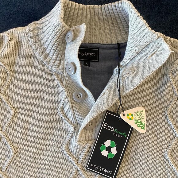 Abstract One -  Beige Button Cable Knit Sweater - Picture 2 of 3